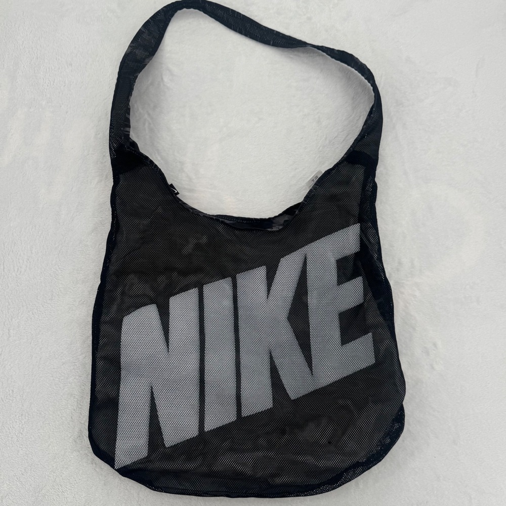 Nike Reversible Mesh Tote Bag Black & Grey Logo/Marble Athletic Shoulder Bag